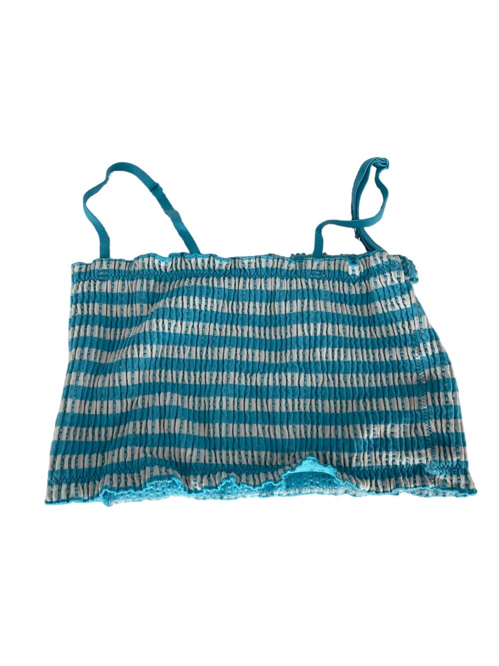 No Boundaries Girls Blue White Striped Smocked Tank Top Youth Size Large